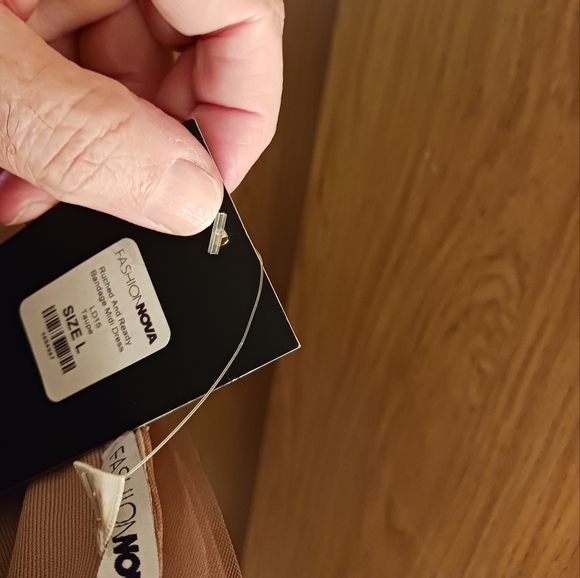 FASHION NOVA RUCHED AND READY BANDAGE MIDI DRESS, SIZE L - Picture 5 of 5